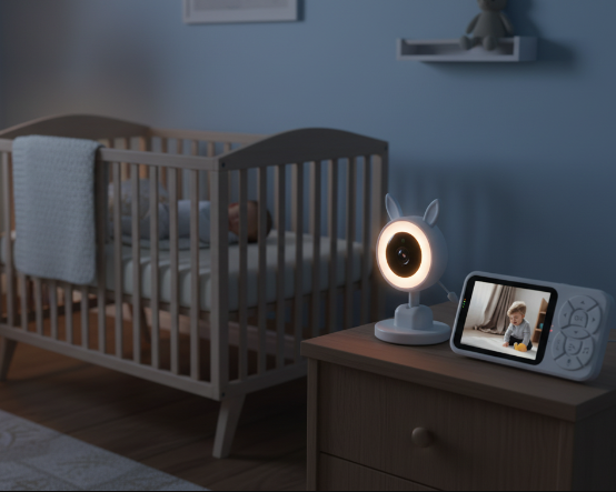 Baby Monitor med 3,5” färgskärm – RGB-nattljus, mörkerseende &amp; temperaturövervakning