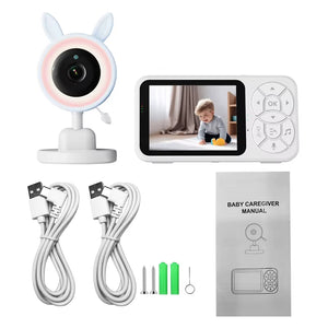 Baby Monitor med 3,5” färgskärm – RGB-nattljus, mörkerseende &amp; temperaturövervakning